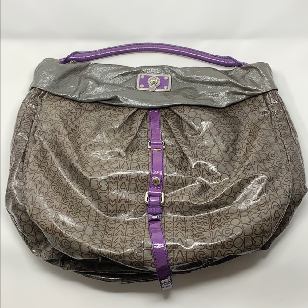 Marc by Marc Jacobs Leather Hobo Bag Gray/Purple